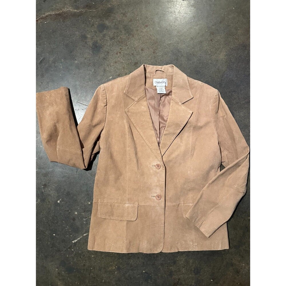 Chadwick's Leather Blazer Womens 10P Tan Brown Vintage Leather Jacket Petite